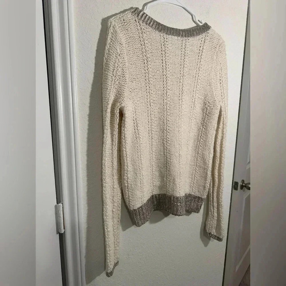Anthropologie MOTH Cream Knit Wool Blend Round Neck Long Sleeve Sweater Size M - Picture 9 of 10